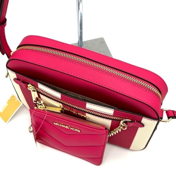 Michael Kors Jet Set Travel Small Top Zip Coin Pouch w ID Holder Electric Pink - Picture 10 of 13
